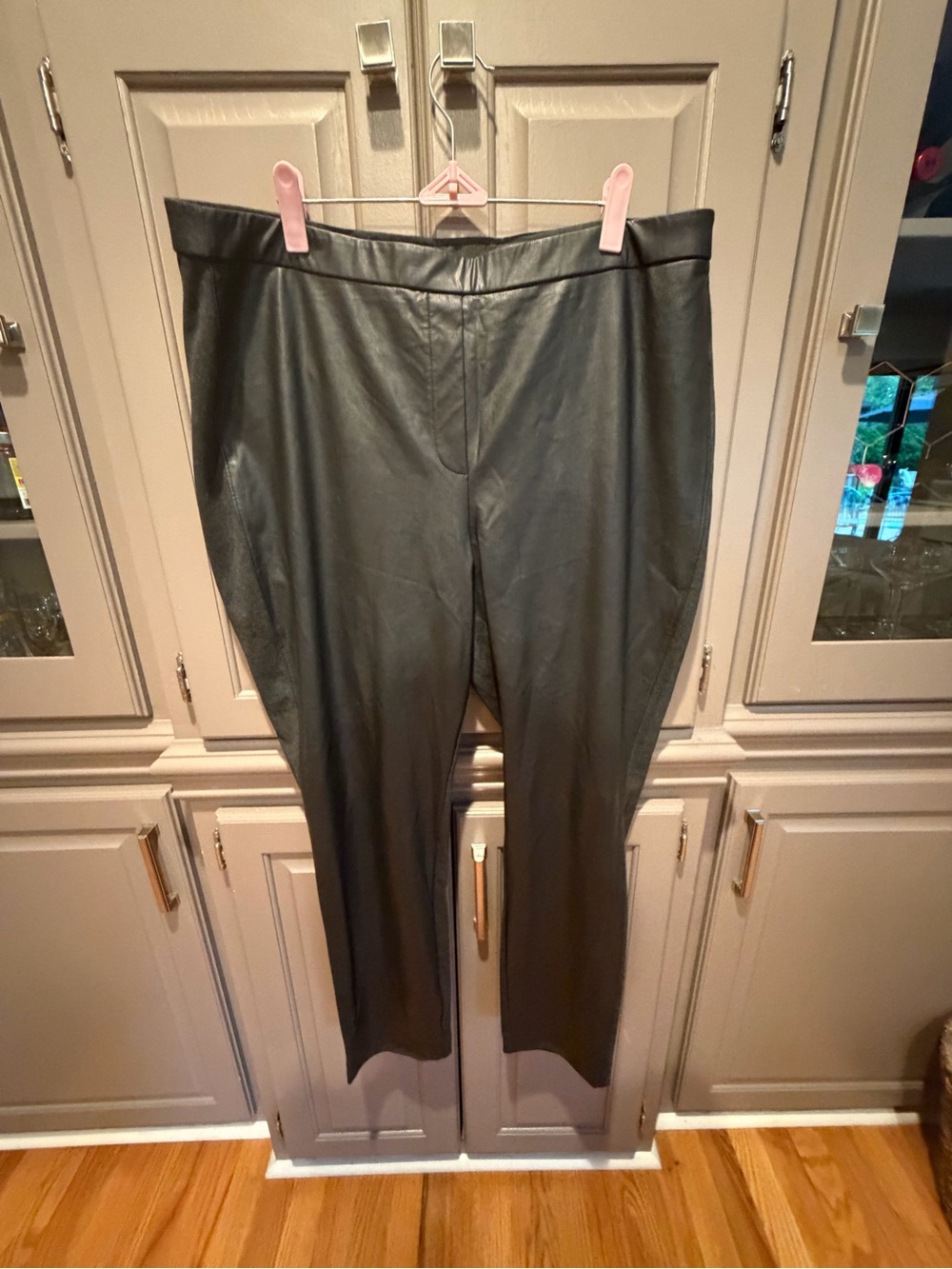 Chico's Black Faux Leather Pants with Knit Waistband